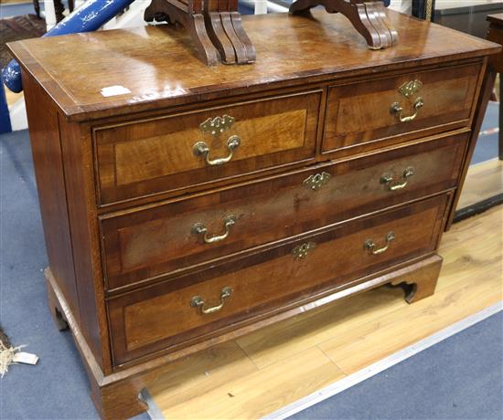 A George III mahogany bowfronted side table, fitted single drawer, W.3ft 2in.